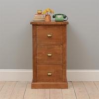 Industrial Pine 3 Drawer Filing Cabinet