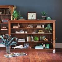 Industrial Pine Low and Wide Bookcase