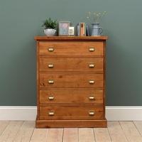 Industrial Pine Large 5 Drawer Chest