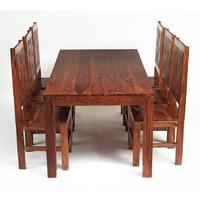 Indian Hub Cube 180cm Dining Set with 6 Dining Chairs