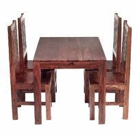 Indian Hub Cube 120cm Dining Set with 4 Dining Chairs