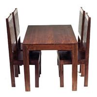 Indian Hub Toko Mango 120cm Dining Table with 4 Dining Chairs