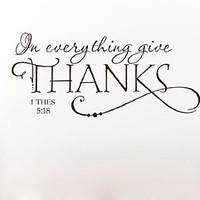 in everything give thanks christian jesus vinyl quotes wall sticker ar ...