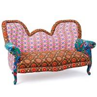 India Style Fabric Sofa Patchwork Style Multicoloured