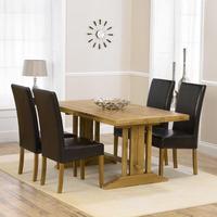 Indiana Oak 215cm Extending Dining Table with 4 Normandy Chairs