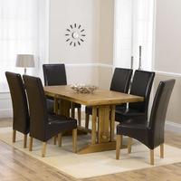 Indiana Oak 215cm Extending Dining Table with 6 Venice Chairs