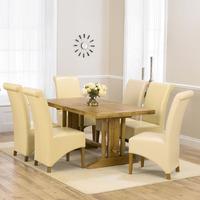Indiana Oak 215cm Extending Dining Table with 6 Valencia Chairs