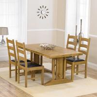 Indiana Oak 215cm Extending Dining Table with 4 Toronto Chairs