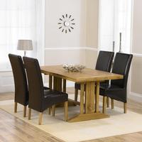 Indiana Oak 215cm Extending Dining Table with 4 Venice Chairs