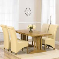 Indiana Oak 215cm Extending Dining Table with 4 Valencia Chairs