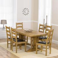 Indiana Oak 215cm Extending Dining Table with 6 Toronto Chairs