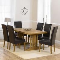 Indiana Oak 215cm Extending Dining Table with 6 Normandy Chairs