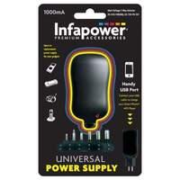 Infapower 1000ma Universal Multi-voltage Power Supply With Usb Port And Six Tips Black (p002)