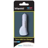 Infapower Twin Usb 2.0 Car Charger With Durable Housing 12-24v 2100ma White (p014)