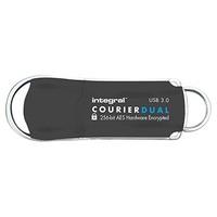 Integral Memory infd64gcoudl3.0 197 USB 3.0 64GB with 256 Bit AES Encryption Flash Drive Grey