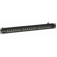 INTELLINET Cat6 Patch Panel Shielded 24 Ports FTP 1 HE Terminal Blocks with 90 Degrees Angled Cable Inlet