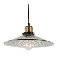 Industrial Pendant Light with Black Cable and Clear Ribbed Glass