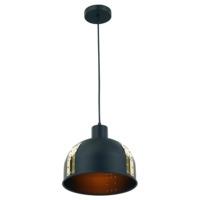 Industrial Black Metal Pendant Ceiling Light with Outer Gold Plates