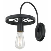 Industrial Black Metal Wall Light Fitting with Cartwheel Design