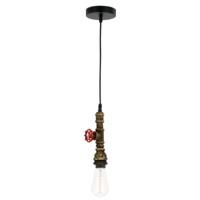 Industrial Black and Gold Pendant Ceiling Light with Red Screw