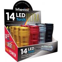 infapower 14 led aluminium torch pack of 12