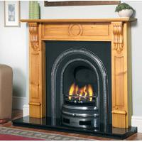 incised corbel solid wood fireplace and gas fire package