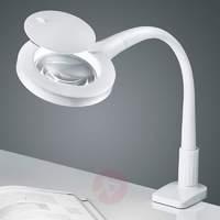 In white - LED magnifying glass clip light Lupo