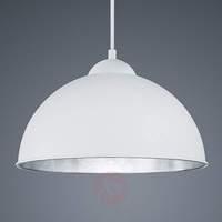 Industrially-infl. Jimmy hanging light, white/silv