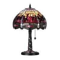Interiors 1900 64096 Dragonfly Red Tiffany Small 1 Light Table Lamp In Bronze with Shade