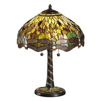 Interiors 1900 64095 Dragonfly Green Tiffany Medium 2 Light Table Lamp With Shade
