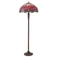 Interiors 1900 70942 Dragonfly Red Tiffany 2 Light Floor Lamp In Bronze With Shade