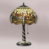 Interiors 1900 64094 Dragonfly Green Tiffany Small1 Light Table Lamp With Shade