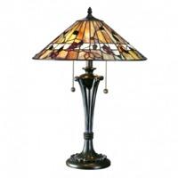 Interiors 1900 63951 Bernwood Tiffany Medium 2 Light Table Lamp In Bronze With Shade