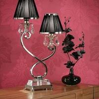 interiors 1900 63524 oksana nickel twin table lamp in nickel with blac ...