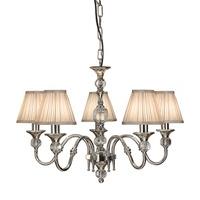 Interiors 1900 63580 Polina Nickel 5 Light Ceiling Pendant With Beige Shades In Polished Nickel