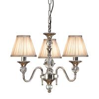 Interiors 1900 63579 Polina Nickel 3 Light Ceiling Pendant With Beige Shades In Polished Nickel
