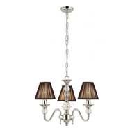 Interiors 1900 63583 Polina Nickel 3 Light Ceiling Pendant With Black Shades In Polished Nickel