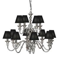 Interiors 1900 63584 Polina Nickel 12 Light Ceiling Pendant With Black Shades In Polished Nickel
