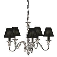 Interiors 1900 63582 Polina Nickel 5 Light Ceiling Pendant With Black Shades In Polished Nickel