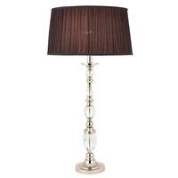 Interiors 1900 70813 Polina Nickel Large Table Lamp With Black Shade In Polished Nickel - H: 670mm