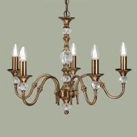 Interiors 1900 LX124P5B Polina Antique Brass 5 Light Ceiling Pendant Light In Brass - Fitting Only