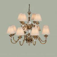Interiors 1900 63585 Polina Antique Brass 12 Light Ceiling Pendant Light With Beige Shades In Brass