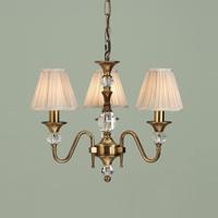 Interiors 1900 63586 Polina Antique Brass 3 Light Ceiling Pendant Light With Beige Shades In Brass
