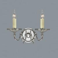 Interiors 1900 CA20W2N Tilburg Nickel Twin Wall Light In Nickel - Fitting Only