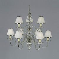 Interiors 1900 63715 Tilburg Nickel 9 Light Ceiling Pendant Light With White Shades In Nickel