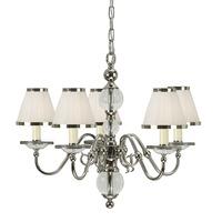 Interiors 1900 63714 Tilburg Nickel 5 Light Ceiling Pendant Light With White Shades In Nickel