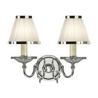 Interiors 1900 63724 Tilburg Nickel Twin Wall Light With White Shades In Nickel