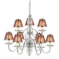 Interiors 1900 63717 Tilburg Nickel 9 Light Ceiling Pendant Light With Chocolate Shades In Nickel