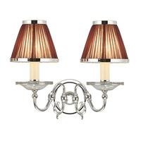 Interiors 1900 63725 Tilburg Nickel Twin Wall Light With Chocolate Shades In Nickel