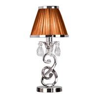 Interiors 1900 63526 Oksana Nickel Small Table Lamp With Chocolate Shade In Nickel - Height: 415mm